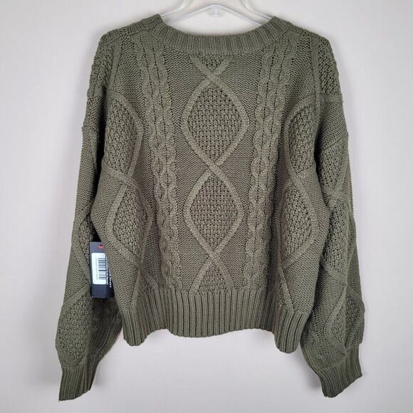 Gilli Olive Green Cable Knit Sweater Oversized Long Sleeve Size M NWT - Picture 2 of 12